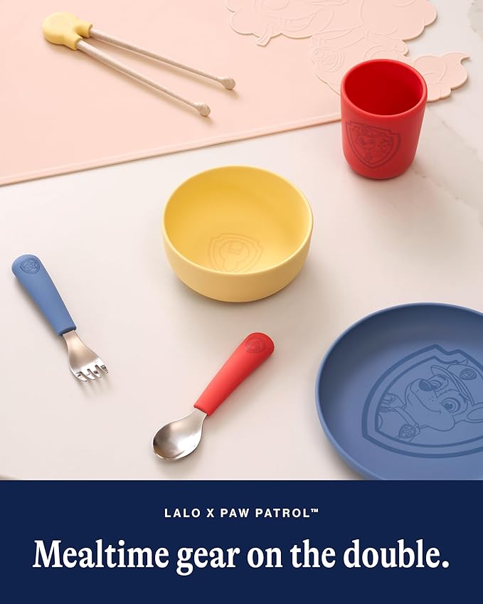 Lalo PAW Patrol Chopsticks For Kids - Set of 2 Training Chopsticks Made of Silicone and Eco-Friendly Wheat Straw PP - Ages: 2 Years And Up - Easy to Clean & Dishwasher Safe - Rubble