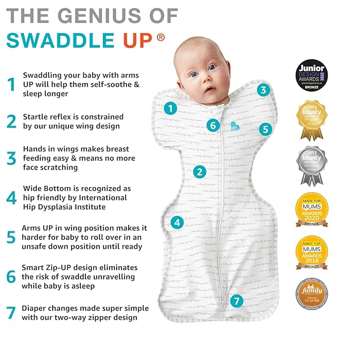 Love to Dream Swaddle UP, Baby Sleep Sack, Self-Soothing Swaddles for Newborns, Get Longer Sleep, Snug Fit Helps Calm Startle Reflex, New Born Essentials for Baby, 1.0 TOG, 5-8.5 lbs, Rainbow Dream