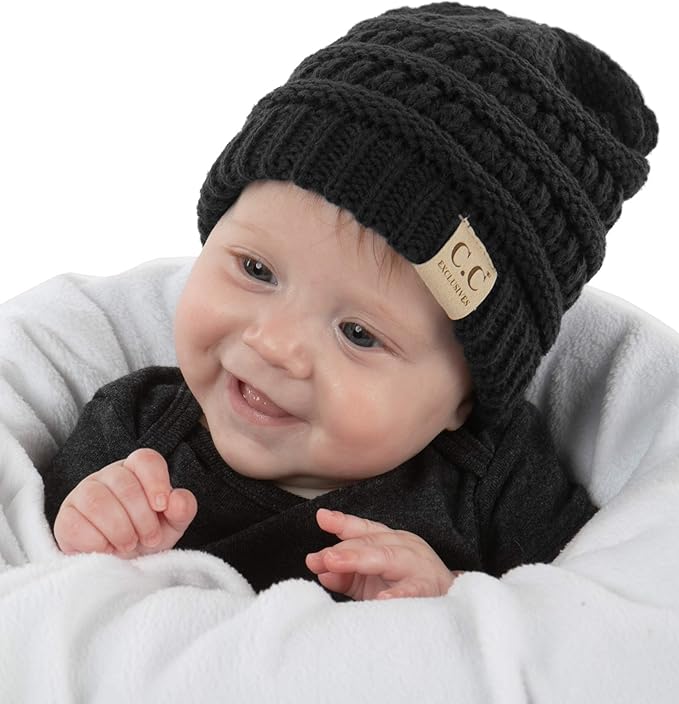 Funky Junque Baby Winter Hat – Cute Newborn Hats, Cozy Warm Infant Beanie, Soft Knit Stocking Stuffer for Babies 0–12 Months