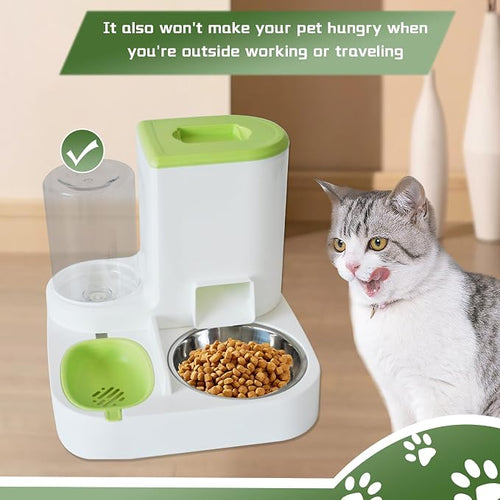 2 in 1 Automatic Cat Feeder & Water Dispenser, Gravity Pet Feeder Stainless - Image 2