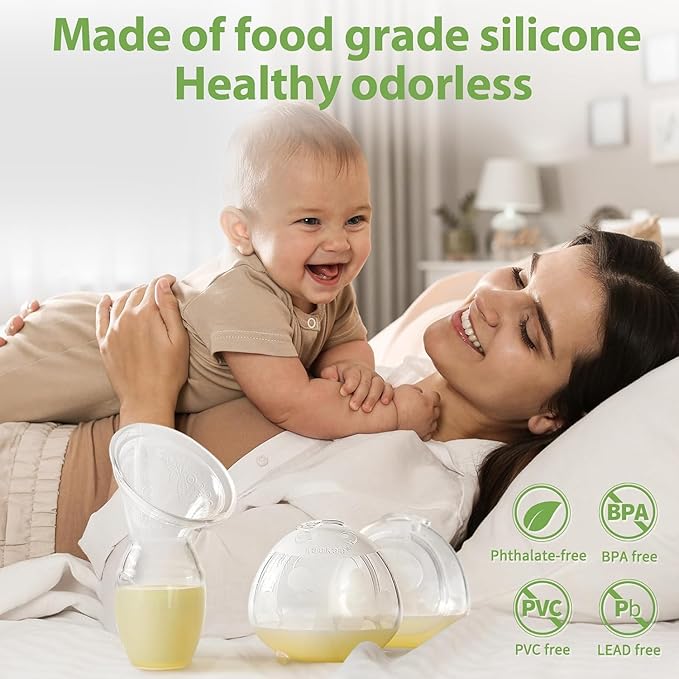 haakaa Silicone Breast Pump and Ladybug Breast Shells Combo for Breastfeeding Moms to Collect Breast Milk| Pumping and Nursing| Portable Breastmilk Catcher(pump-4oz/100ml,1pk; Shell-2.5oz/75ml,1pk)