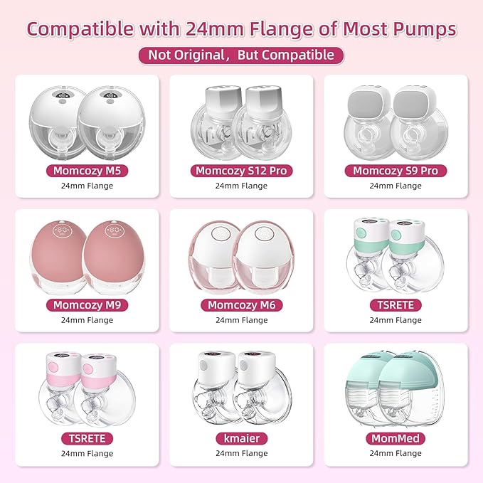 Flange Inserts 14mm for Medela,Spectra 24mm Shields/Flanges,Compatible with Momcozy M9/M5/M6/S12 Pro/S9 Pro Wearable Breast Pump,Reduce 24mm Nipple Tunnel Down to 14mm,4PCS
