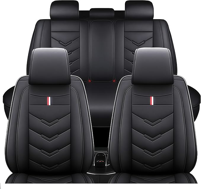 Leather Car Seat Covers Fit for LR Defender 2020-2025, 5 Seater Waterproof and Wear-Resistant Seat Cover Interior Accessories(Full Set,Black)
