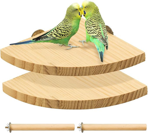 2 Pack Bird Perch Platform, Parrot Stand Sector Playground Wood Perch Stand Toy by suruikei