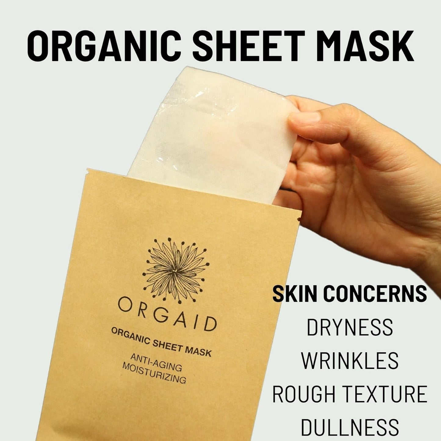 ORGAID Organic Sheet Mask | Made in USA (Anti-aging & Moisturizing, pack of 4)
