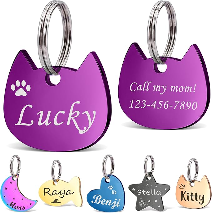 Anavia Small Size Dog Cat ID Tags, Small/XS Personalized Color Plated Stainless by Anavia
