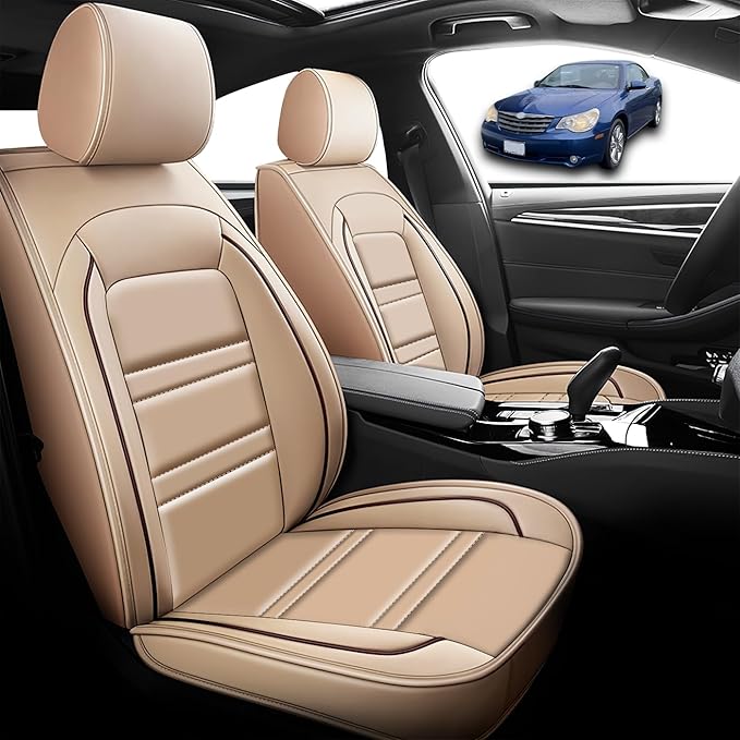 Car Seat Cover for Chrysler Car Sebring 2000-2010 | Car Seat Covers Front Seats, Waterproof Seat Protectors, Automotive Front Seat Covers (Front Seat, Beige)