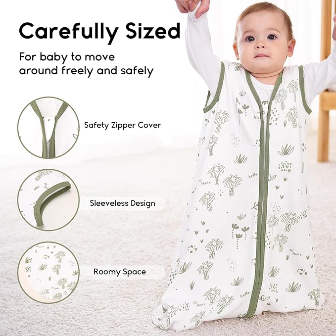 Yoofoss Baby Sleep Sack 18-24 Months 0.5 Tog Wearable Blanket for Baby, 3 Pack 100% Organic Cotton Infant Toddler Sleeping Sack 2-Way Zipper Lightweight Sleep Sack