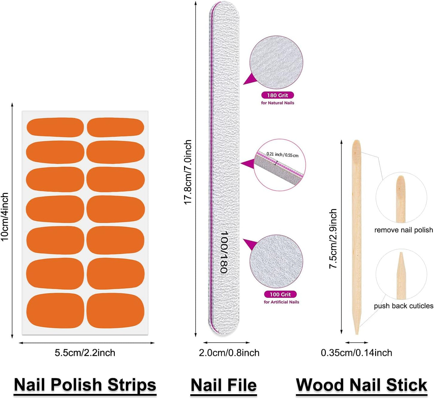 DANNEASY 16 Sheets Bright Color Nail Polish Strips Full Nail Wraps for Women Gel Nail Strips Self Adhesive Nail Polish Stickers Fingernails Manicure Accessories with Nail File, Cuticle Stick
