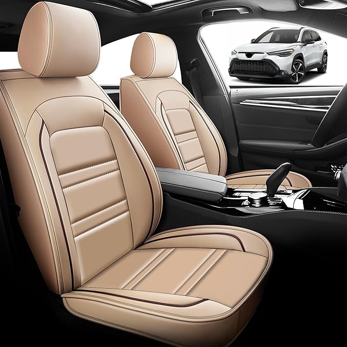 Seat Cover for Toyota Corolla Cross 2022-2025 | Car Seat Covers Front Seats, Waterproof Seat Protectors, Automotive Front Seat Covers (Front Seat, Beige)