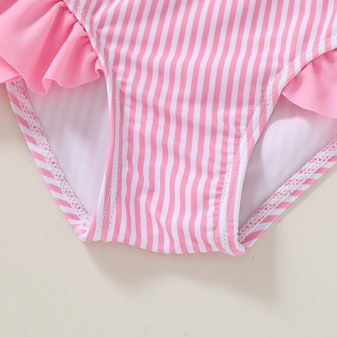 YOUNGER TREE Toddler Girls Two Pieces Swimsuit Color Block Stripe Swimwear Summer Beach Bathing Suit 18M-5T
