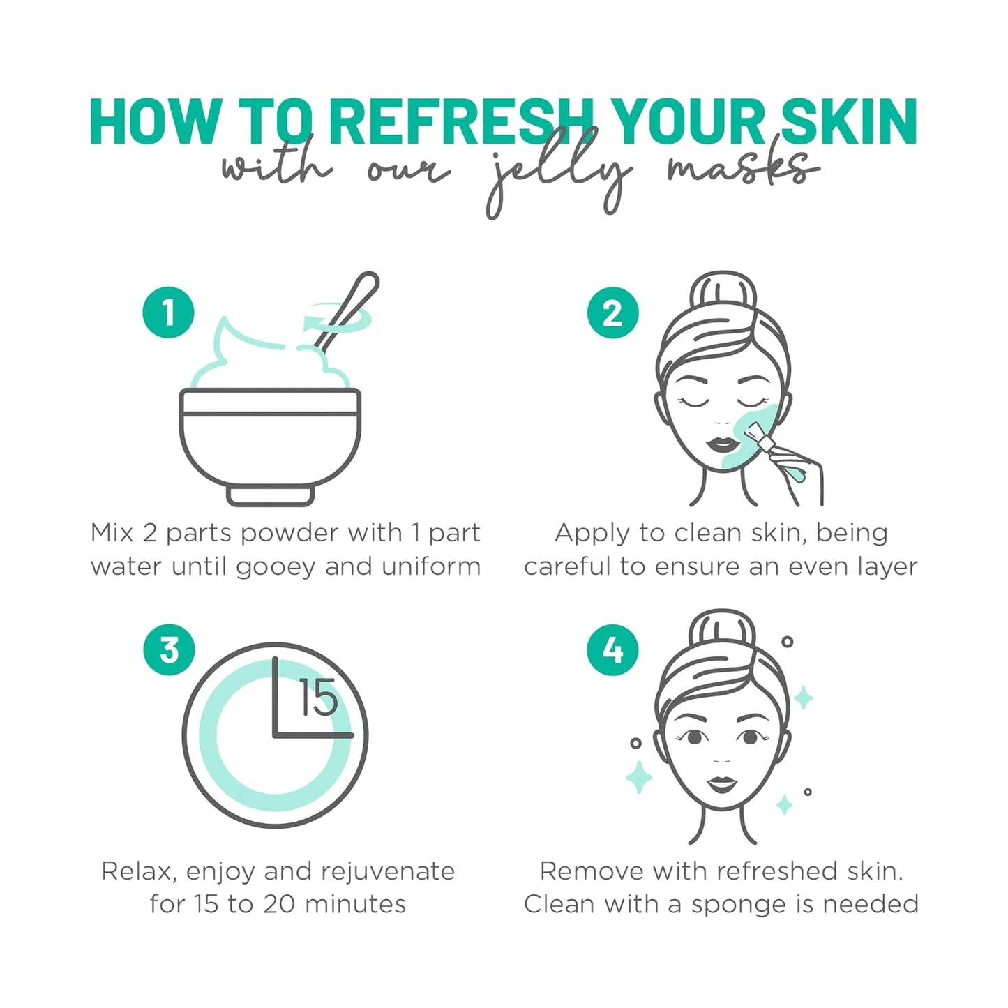 BRÜUN Jelly Mask Jar Chlorella Peel-Off Face Care Rubber Mask - A 23 fl oz Skin Care Moisturizing Gel Mask Jar Spa Set for Men, Women and Adults on Formal Gatherings and Events