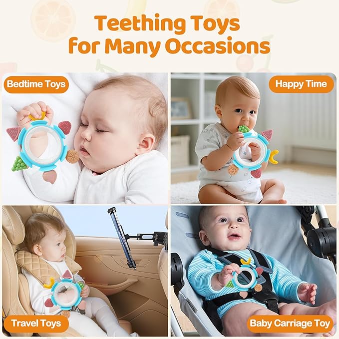 Baby Teething Ring Toy for 3–12 Months, Silicone Infant Teether for Sore Gum Relief, Soothing Sensory Chew Toy, Ideal Newborn Gift for Boys Girls Baby Shower, Birthday or Christmas, Blue