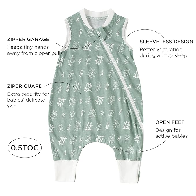 Duomiaomiao 0.5 TOG Toddler Sleep Sack 24-36 Months 100% Cotton Lightweight Baby Sleep Sack with Feet, Breathable Comfy Toddler Wearable Blanket
