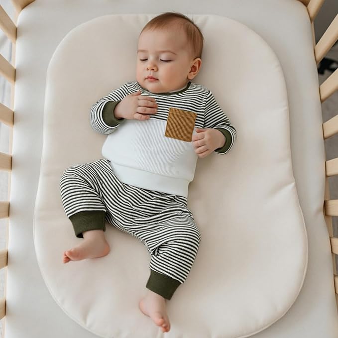Toddler Baby Boy Fall Clothes Waffle Outfit Long Sleeve Color Blocking Sweatshirt Pullover Jogger Pant Set