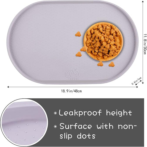 100% Waterproof 1.0" Raised Edge BPA Free Silicone Dog Food Mat, Pet Cat - Image 2