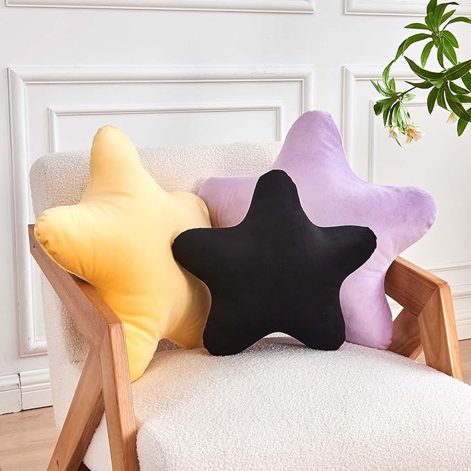 Lavender Star Throw Pillow, Cute Star Pillow Room Decor, Soft 19.6" Star Shaped Decorative Throw Pillow for Bedroom, Star Plush Floor Cushions Pillows