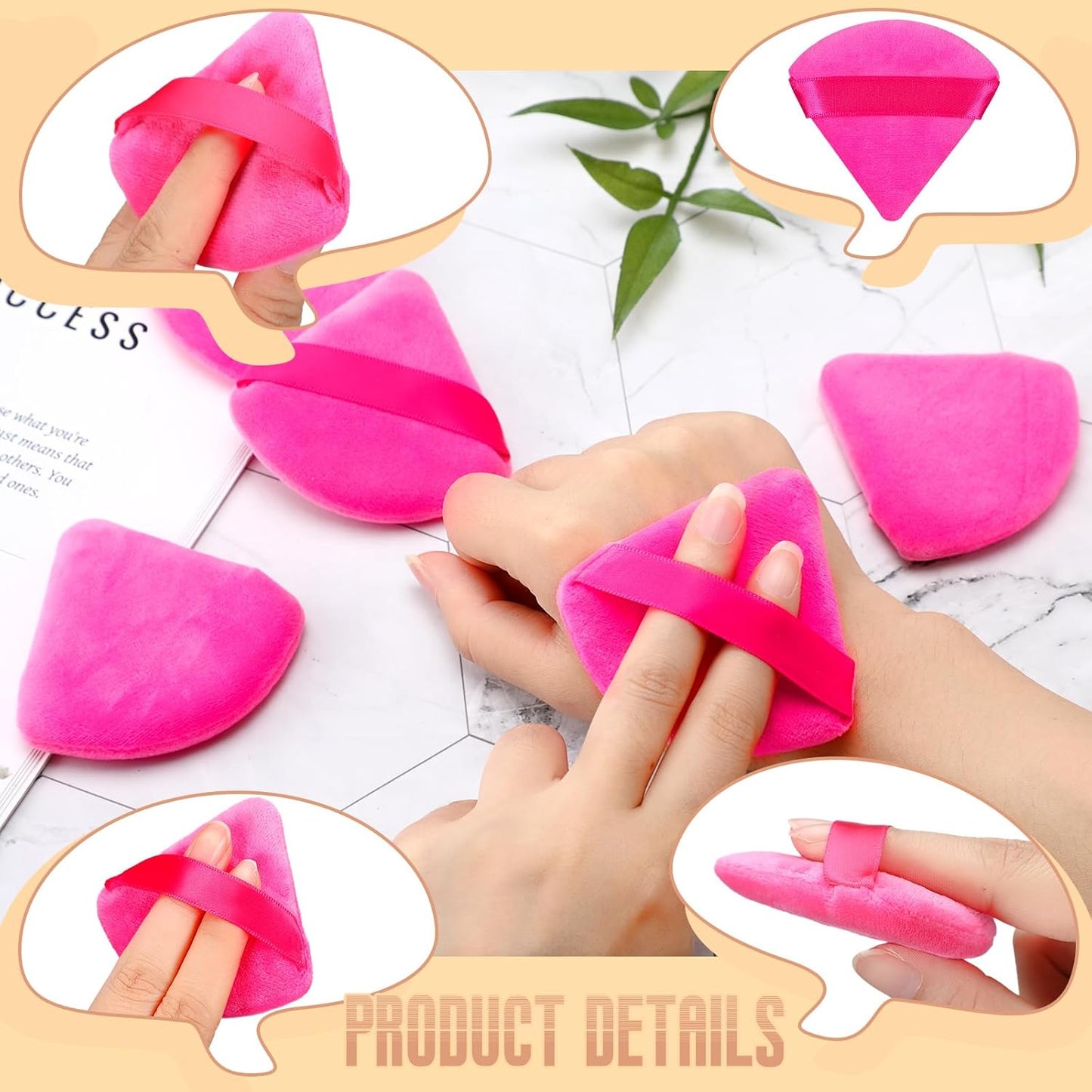 Suclain 48 Pcs Velour Triangle Powder Puff Soft Velour Makeup Puff for Face Powder Makeup Triangle Sponges for Wet and Dry Cosmetic Foundation Loose Mineral Body Tool (Pink)