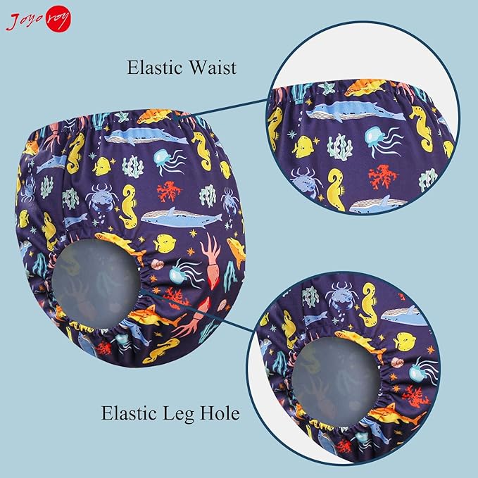 Joyo roy 6Pcs Waterproof Cloth Diaper Cover Reusable Plastic Training Pants for Toddlers Diaper Covers for Boys Leak Proof Rubber Underwear for Potty Training Plastic Underwear for Toddlers 5T