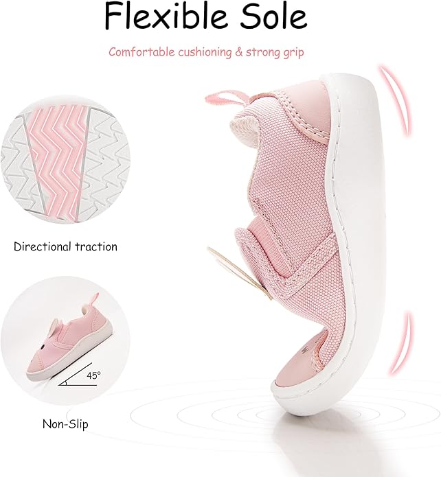 SKYWHEEL Toddler Slip On Shoes Wide Toe Box Barefoot Casual Canvas Walking Tennis Shoes for Boys Girls Cute Sneakers