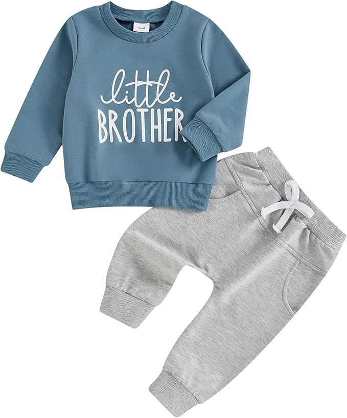 Toddler Baby Boy Fall Winter Outfit Long Sleeve Letter Print Sweatshirts and Jogger Pants Infant Boy Clothes