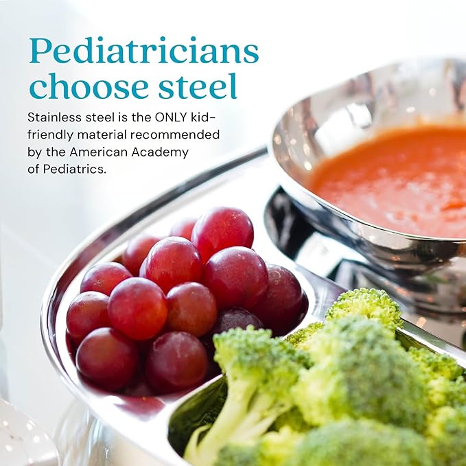 Ahimsa Stainless Steel Bowls for Kids | Non Toxic, Pediatrician Designed Toddler Bowls 12oz | Durable Metal Kids Bowl, Easy to Clean, Dishwasher Safe | Set of 4 Silver