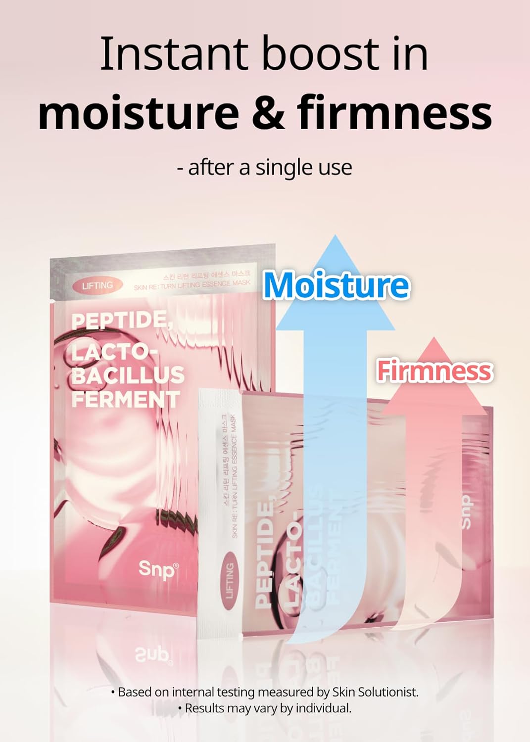 SNP Skin Return Lifting Essence Sheet Mask | Hydrating and Firming for All Skin Types | Vegan Sheet Masks | Peptide and Lactobacillus | Korean Face Masks Skincare | Facial Mask | 10 Sheets