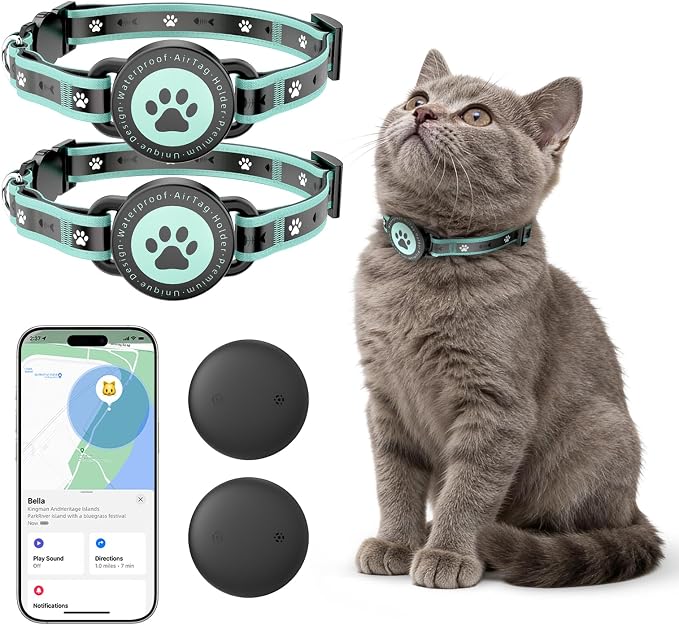 GPS Cat Tracker Collar, Smart Pet Activity Tracker, No Monthly Fee, Work by Vebiso