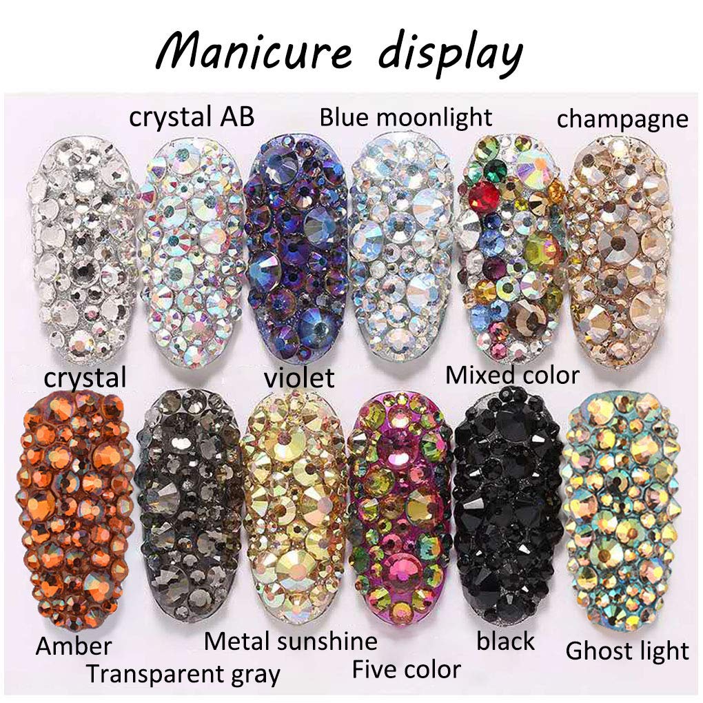 Rhinestones flat back gems round DIY decorative Nail Face and apparel accessories ss3-20 mix size(4320pcs champagne)