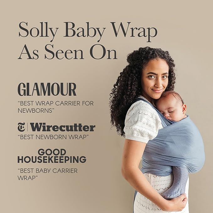 Solly Baby Wrap, Buttery-Soft Baby Carrier Newborn to Toddler 8-25 Lbs., Lightweight & Hands-Free Wrap, Breathable Summer Carrier, Baby Wearing & Postpartum Essential, New Mom Gift, Driftwood Stripe