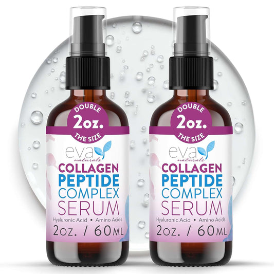 Collagen Peptide Serum for Face – Anti Aging Facial Treatment with Peptides & Hyaluronic Acid – Gentle for Sensitive Skin, Microneedling Pen, Derma Roller, Skin Firming & Hydrating (2 Oz) (2 Pack)