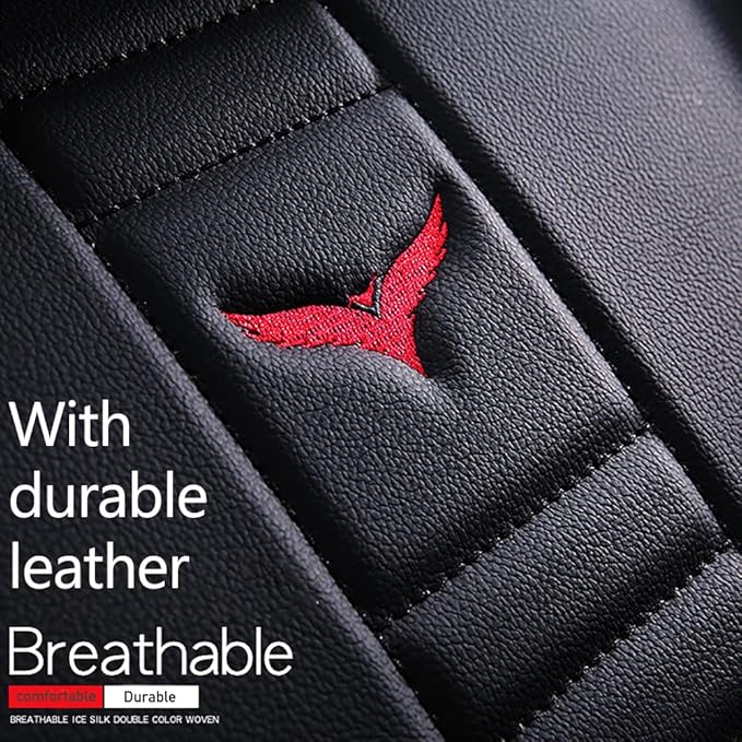 Luxury 2 Seats Car Seat Covers Protectors for Suzuki 1999-2025 95% Models, Back Storage Bag Design & Headrest Pillow & Lumbar Support Black & Red Line