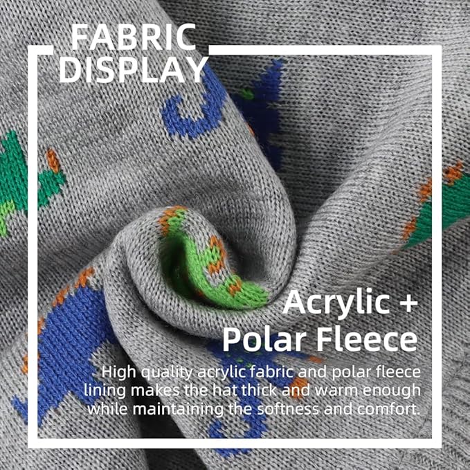 JANGANNSA Knitted Baby Hat Scarf Set Winter Warm Boys Girls Beanie Fleece Lining Toddler Kids Hats with Pompom