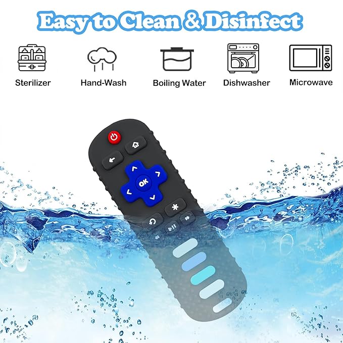 Baby Teething Toys, Food Grade Silicone Remote Control Teether Toy for Babies 3 6 12 18 Months, TV Remote Shaped Chew Toys for Boys and Girls, Freezer BPA Free
