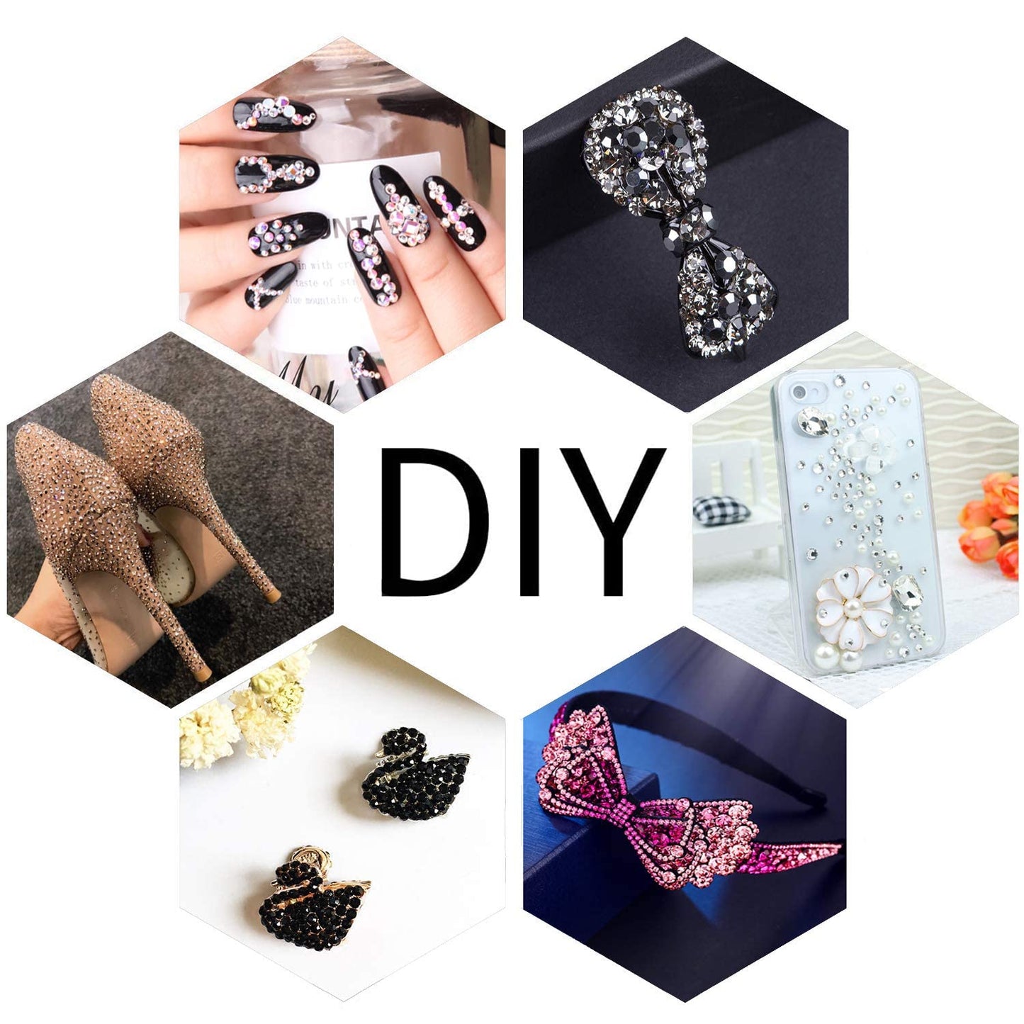 LPBeads 6000 Pieces Lake Blue Non Hotfix Rhinestones 6 Sizes Round Crystal Glass Flat Back Rhinestones with Tweezers and Picking Pen for Nail Art Crafts Clothes Bags DIY