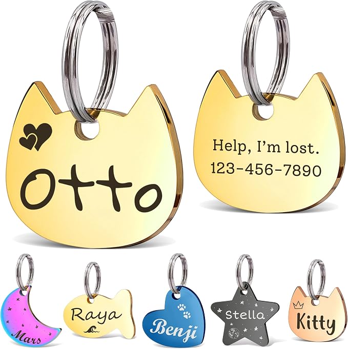 Anavia Small Size Dog Cat ID Tags, Small/XS Personalized Color Plated Stainless by Anavia