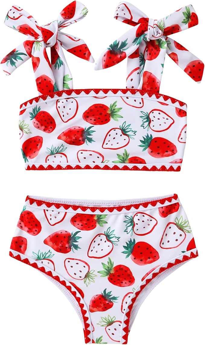 YOUNGER TREE Toddler Girls Two Pieces Swimsuit Color Block Stripe Swimwear Summer Beach Bathing Suit 18M-5T