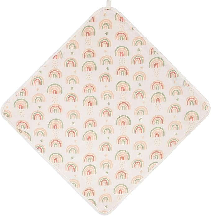 Crane Baby Hooded Towel, 100% Cotton & Terry Cloth Hooded Baby Towels for Boys & Girls, Boho Rainbow, 30" w x 30" h, Hooded Baby Beach Towel, Baby Pool Towel, Baby Bath Towel, Hooded Towels for Baby