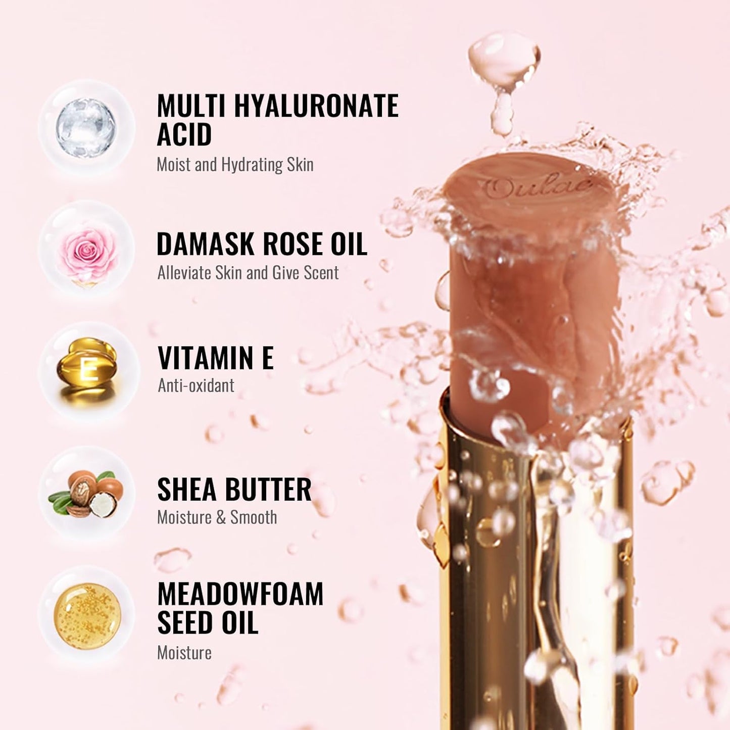 Oulac Beige Lipstick for Women, Pale Nude Matte Lip Base, Full Coverage Lip Color, Satin Matte Finish, Cream Texture, Hydrating, Infused with Hyaluronic Acid, Vegan & Clean Beauty 4g SG01 Bare