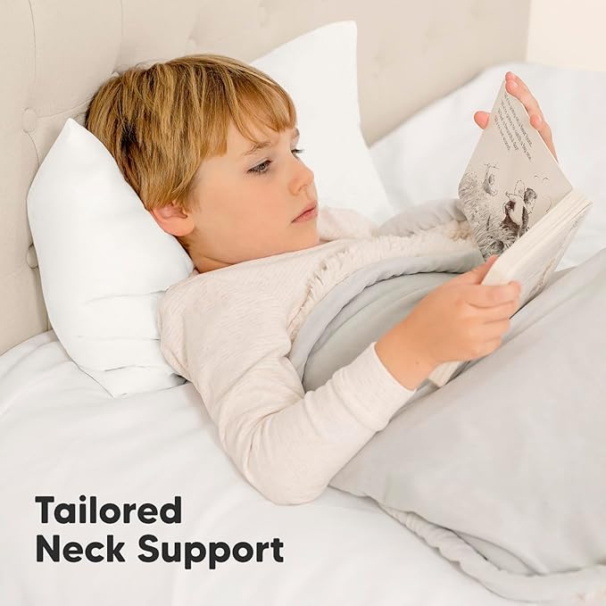 Toddler Pillow with Pillowcase - 10x18 My Little Dreamy Kids Travel Bed Pillows for Sleeping, Organic Cotton Small Pillowcase, Soft & Breathable, Machine Washable, Toddlers 2-5 years old (Soft White)