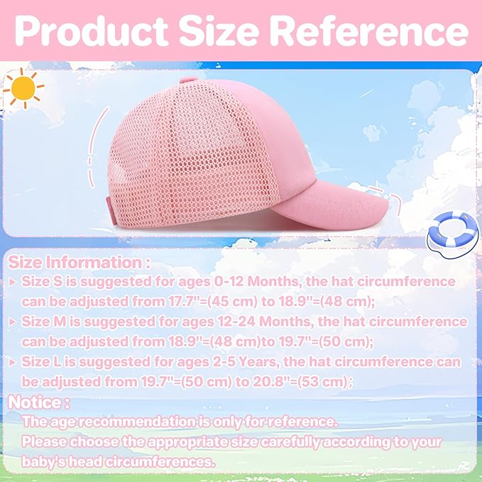 qikqik Baby Baseball Cap Toddler Baseball Hat with Mesh Infant Sun Hat UPF 50+ Baby Ball Cap Toddler Girl Hats Kids Hat Boys