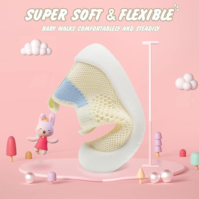 Baby Walking Shoes Toddler Girl Boy Soft Sole Breathable Cotton Canvas Shoes Infant Lightweight Non-Slip Safer Slip-on First Walkers Shoes Casual Tennis Wide Sneakers Rubber Soles Running Outdoor