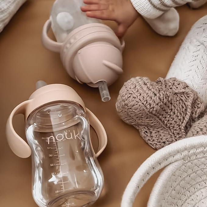 nouka Soft Spout Tritan Sippy Cup | Leak Proof and Easy Grip | Removable Handles | Deep Ocean