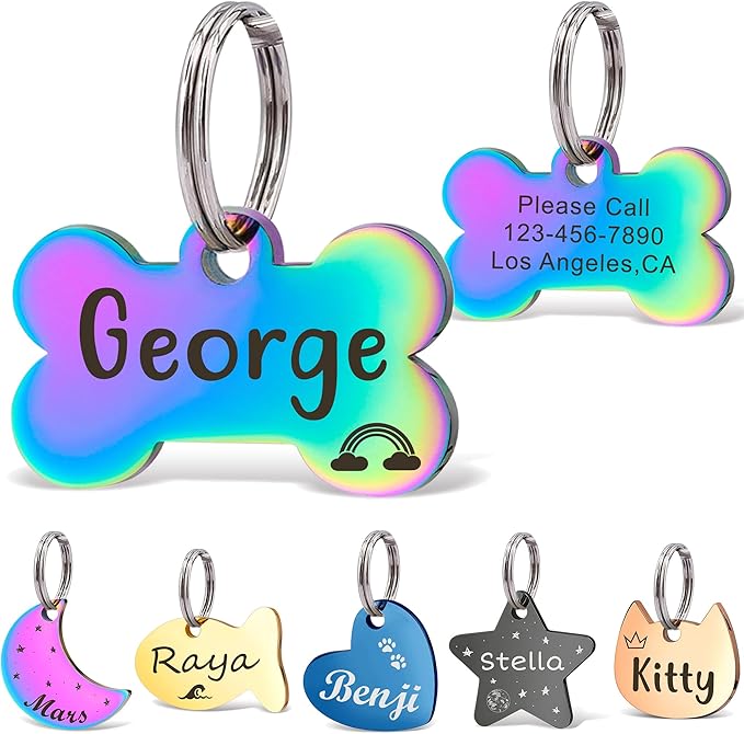 Anavia Small Size Dog Cat ID Tags, Small/XS Personalized Color Plated Stainless by Anavia
