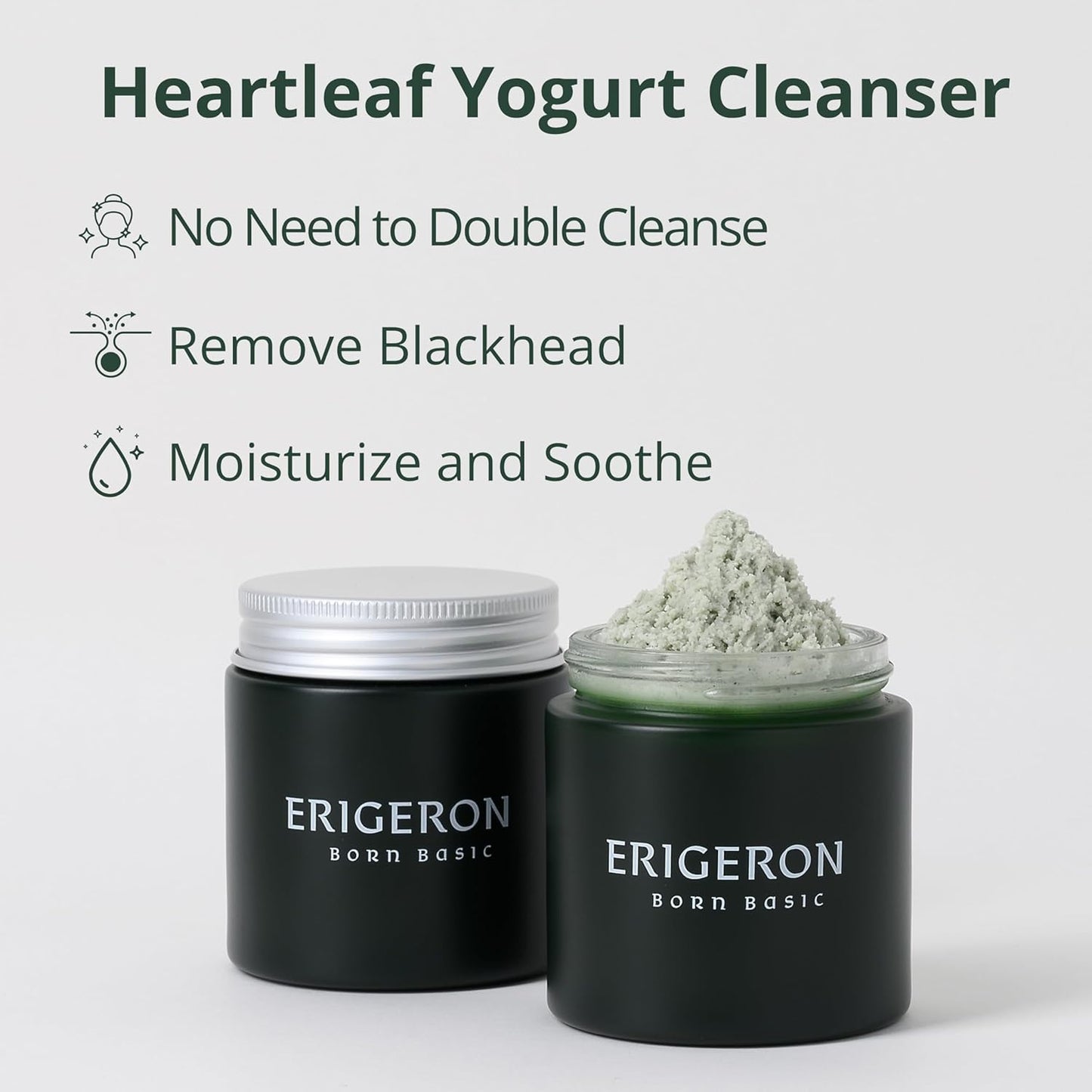 Heartleaf Facial Cleanser, Face Mask, Greek Yogurt Cleanser, Soothing, Deep Pore Scrubber & Face Wash with Green Tea, Blackhead Remover, Korean Skin Care (3.38 fl.oz.)