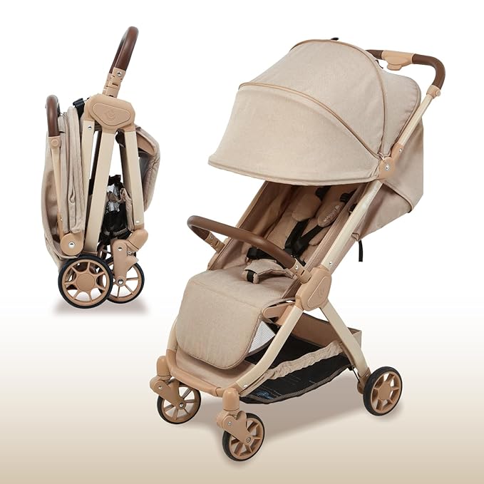 Pika Baby Stroller – Lightweight, Compact, Auto-Folding Design with Adjustable Footrest, UV Canopy, Mesh Window, and Travel Friendly – Perfect for Newborns to 55 lbs