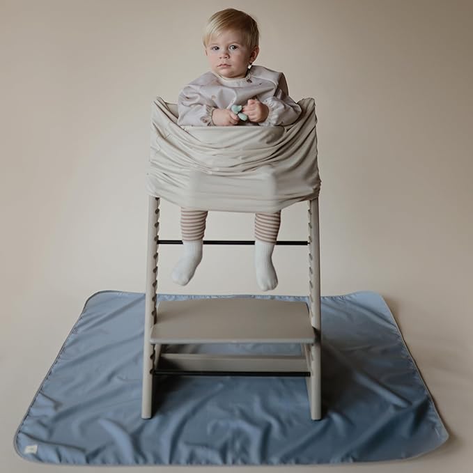 mushie Long Sleeve Baby Bib | Water Resistant Adjustable Fit for Ages 6-24 Months