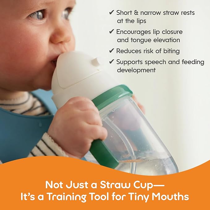 NumNum Baby Straw Cup, Weighted Straw Cup, Spill Proof Sippy Cups with Straw for 6-12 Months, Toddler Drinking Cups, Baby Essentials (2-Pack, Blue/Orange)