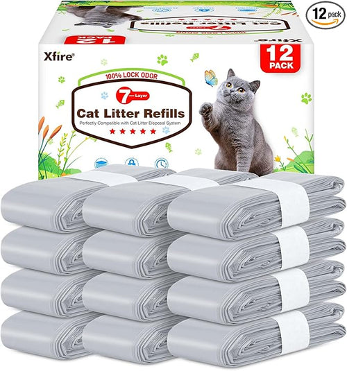12 Pack Cat Litter Refill Bags, 100% Odor Lock Litter Refills Compatible by Xfire-CareMadeSimpleLoveMadeLasting