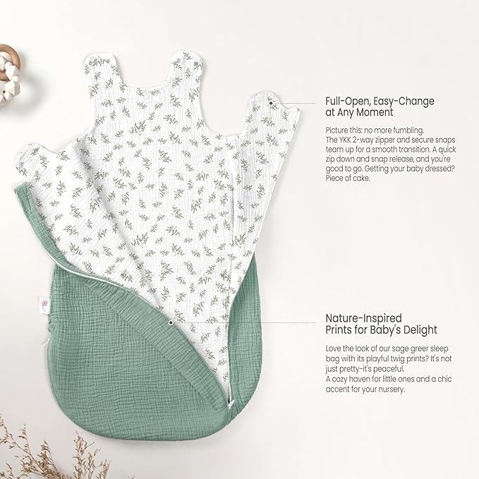 lulumoon Sleep Sack Muslin for Baby: Cotton Wearable Blanket for 9-15 Months - Soft Lightweight Ideal for Nursery Lounge Nighttime Naptime 12-18 Months